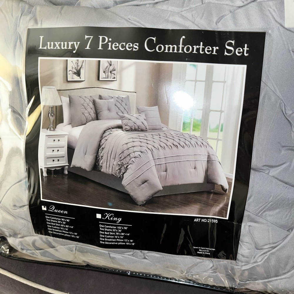 7pc Luxury QUEEN Comforter Bedding SET